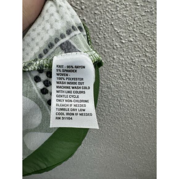 New Direction Womens Tunic Size Medium Green Abstract Long Sleeve - Picture 5 of 10